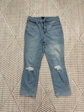 J.Crew Essential Straight Leg Light Wash Distressed Jeans Size 30